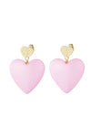 Roze hart oorbellen pastel roze stainless steel LoveSieraden