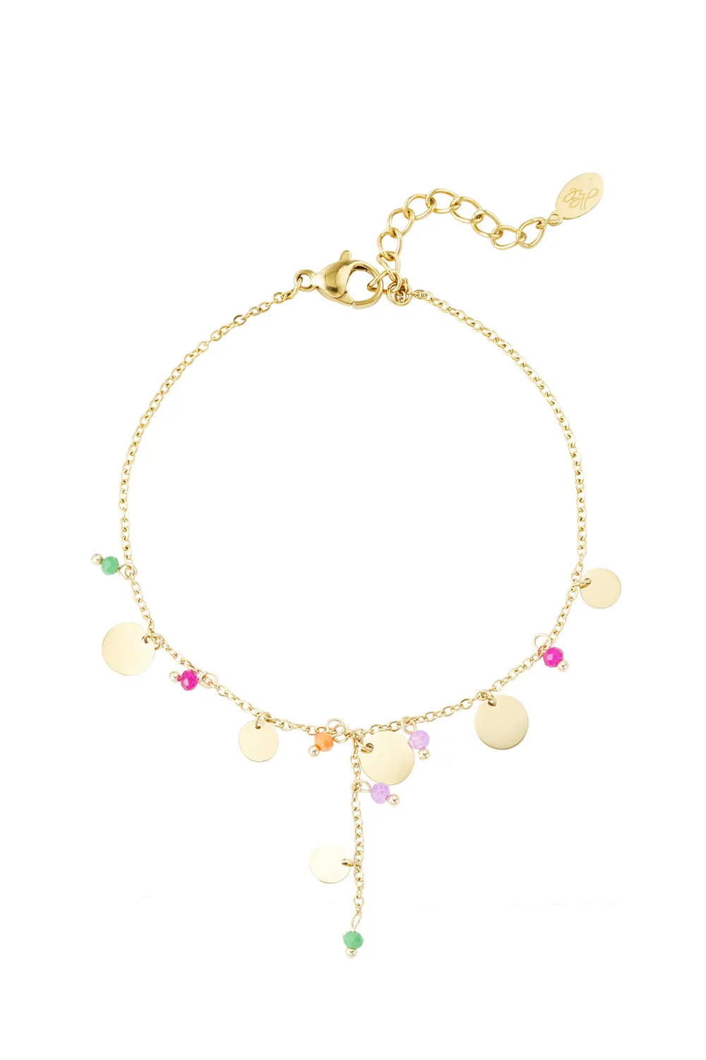 Gouden armband met kleurrijke kralen en bedels stainless steel LoveSieraden
