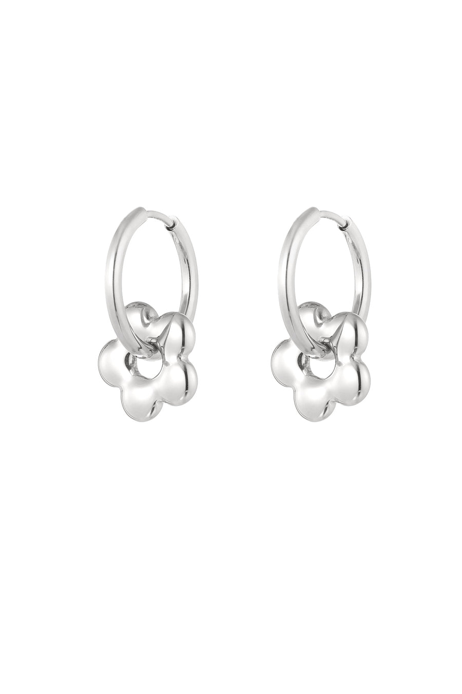 Zilveren bloemen oorbellen stainless steel LoveSieraden