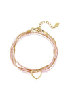 Armband roze en goud met hart stainless steel LoveSieraden