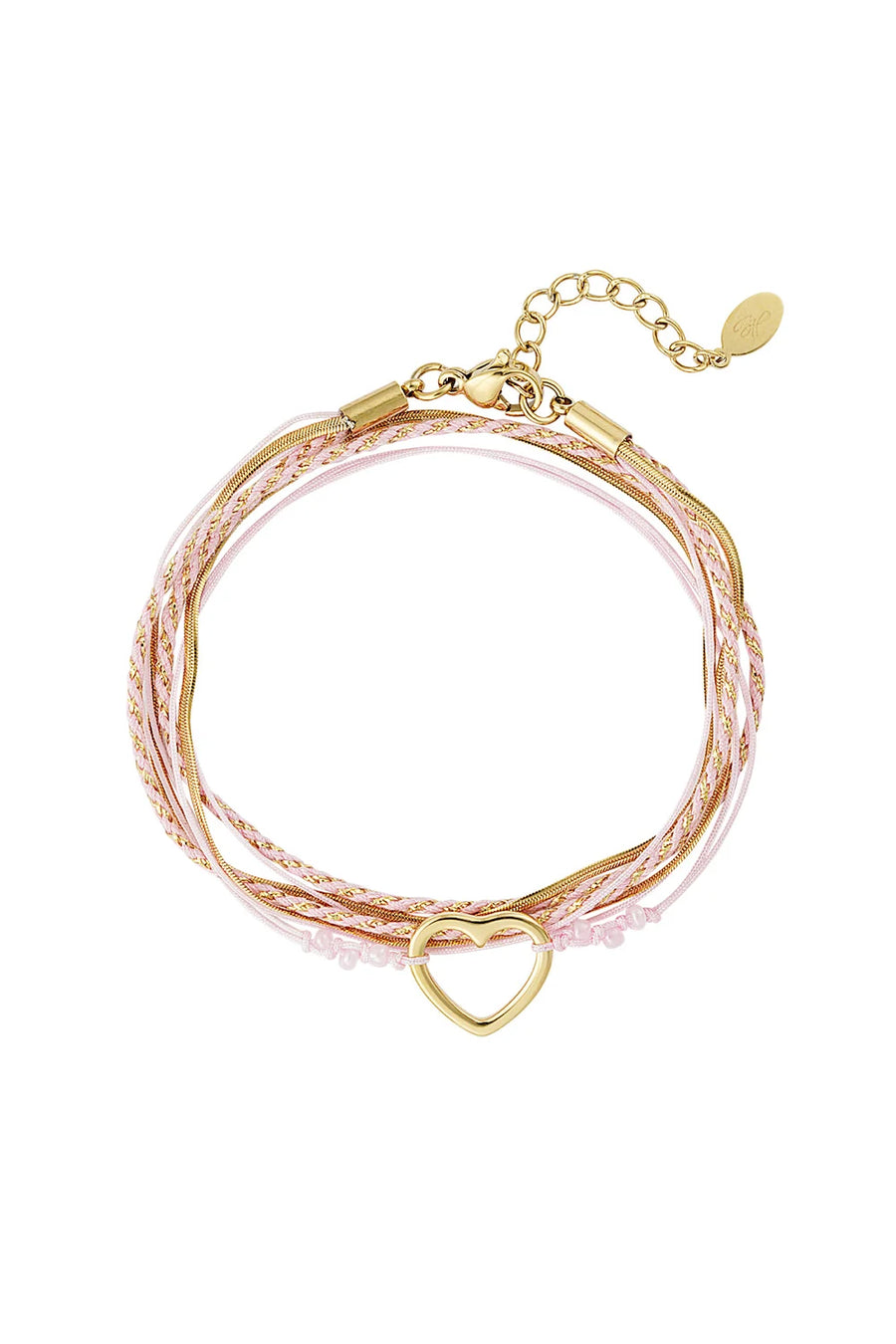Armband roze en goud met hart stainless steel LoveSieraden