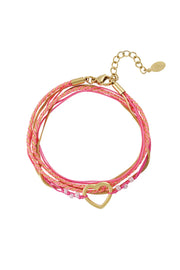 Armband roze en goud met hart stainless steel LoveSieraden