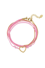 Armband roze en goud met hart stainless steel LoveSieraden