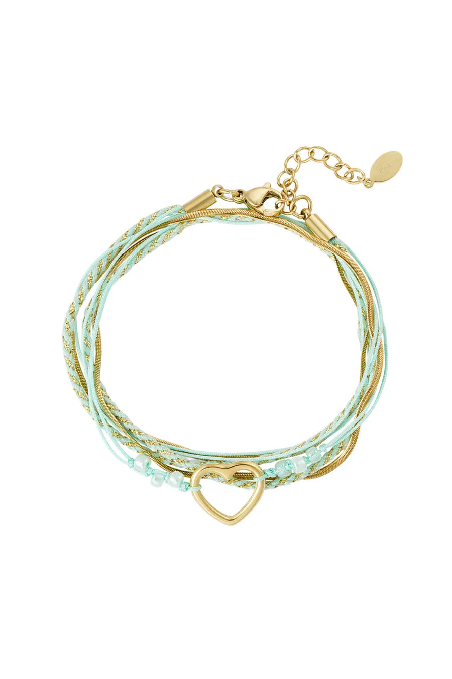 Armband roze en goud met hart stainless steel LoveSieraden