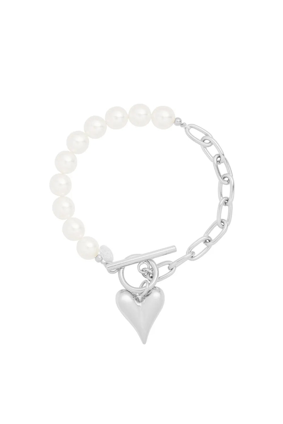 Armband met hart bedel en parels stainless steel LoveSieraden