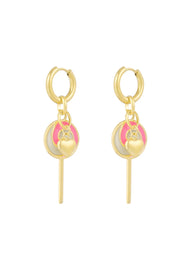 Oorbellen lollypop en hartje stainless steel LoveSieraden