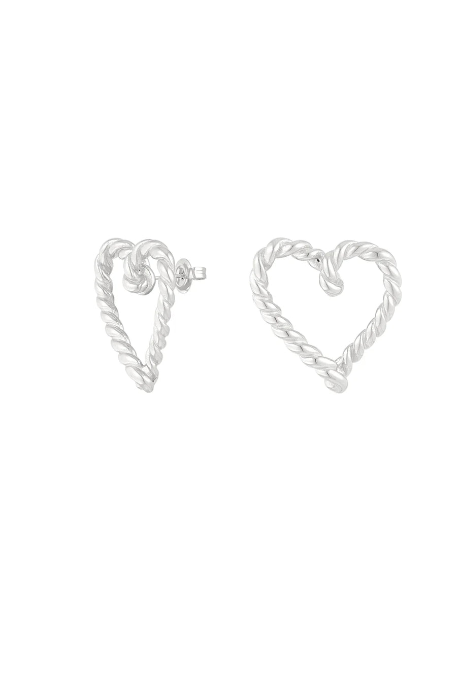 Gedraaide hart oorbellen goud en zilver stainless steel LoveSieraden