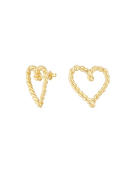 Gedraaide hart oorbellen goud en zilver stainless steel LoveSieraden