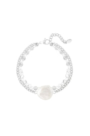 Dubbele armband met parel stainless steel LoveSieraden