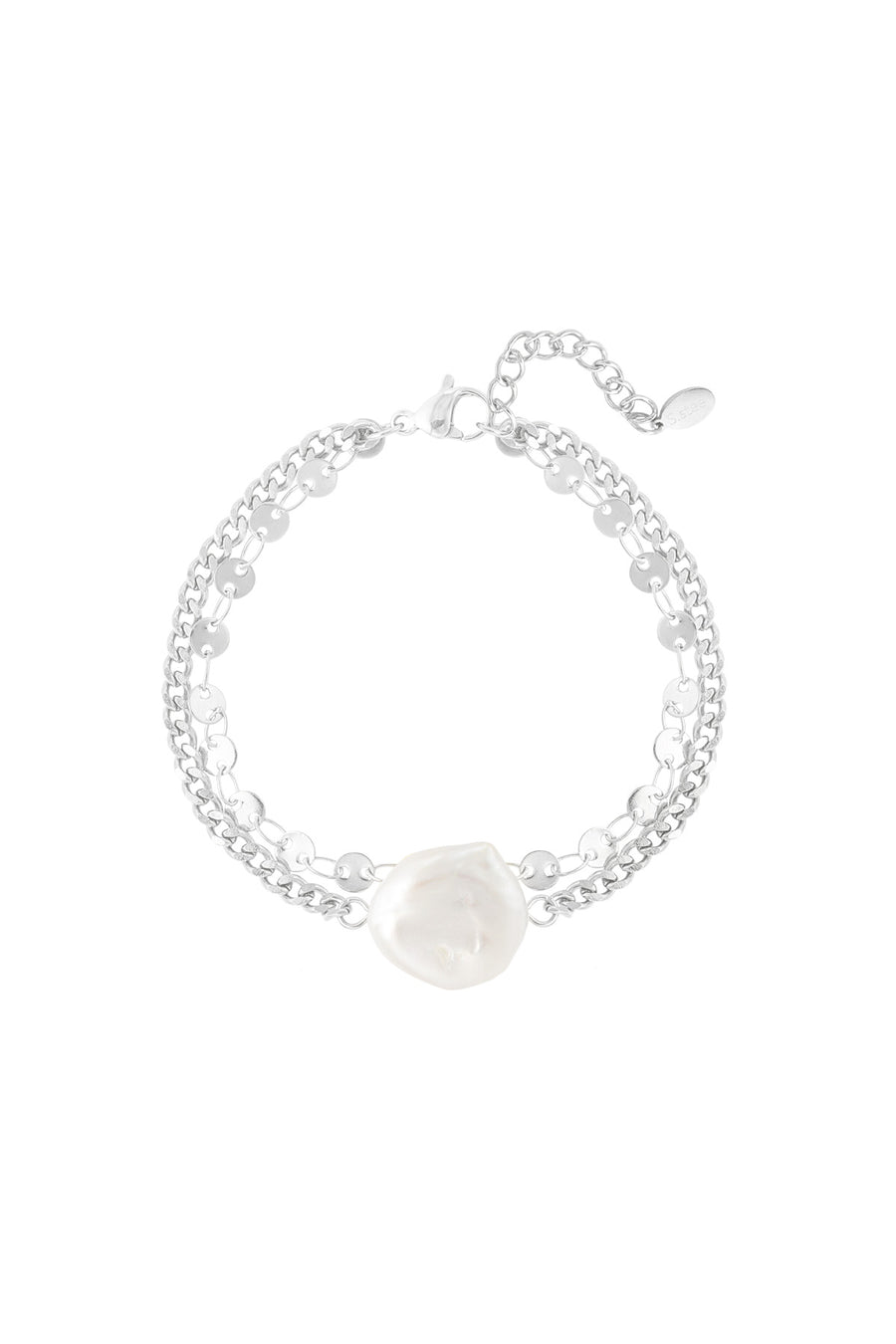 Dubbele armband met parel stainless steel LoveSieraden