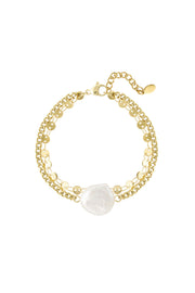 Dubbele armband met parel stainless steel LoveSieraden