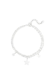 Dubbele armband zilver met sterren bedels dames LoveSieraden