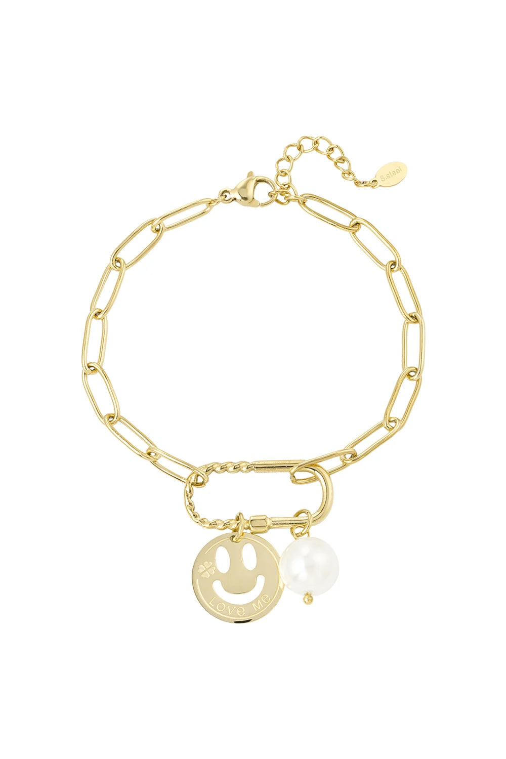 Gouden smiley armband met parel LoveSieraden