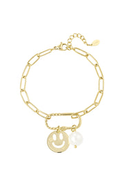 Gouden smiley armband met parel LoveSieraden