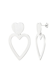 Oorbellen gouden harten met golfjes en streepjes LoveSieraden