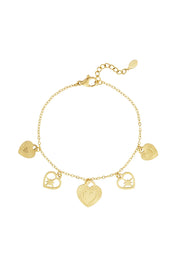Bedelarmband hartjes goud stainless steel LoveSieraden