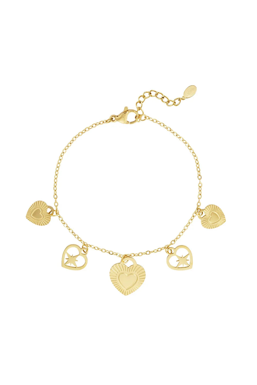 Bedelarmband hartjes goud stainless steel LoveSieraden