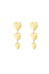Oorbellen goud drie harten stainless steel LoveSieraden