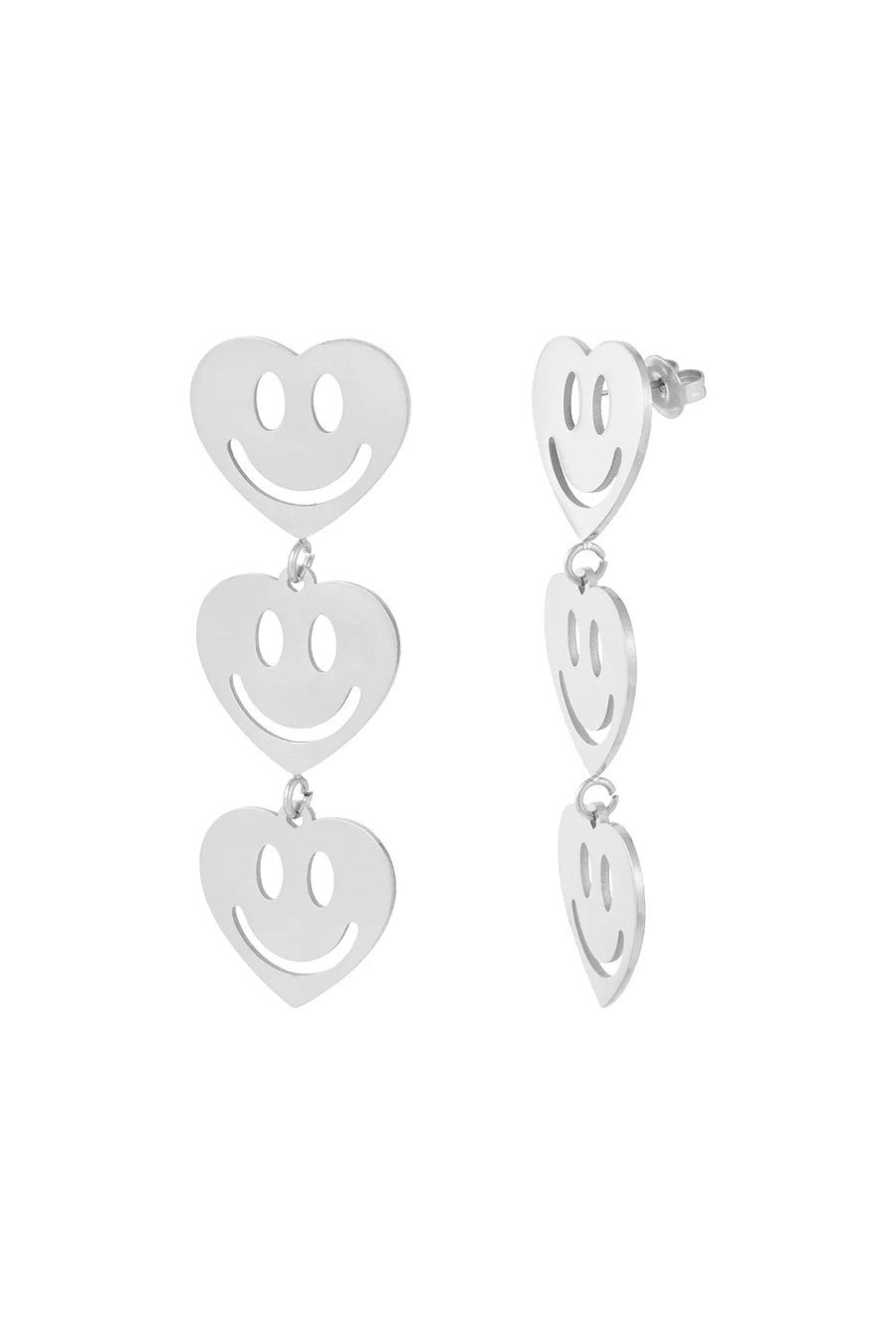 Smiley hart oorbellen dames stainless steel LoveSieraden