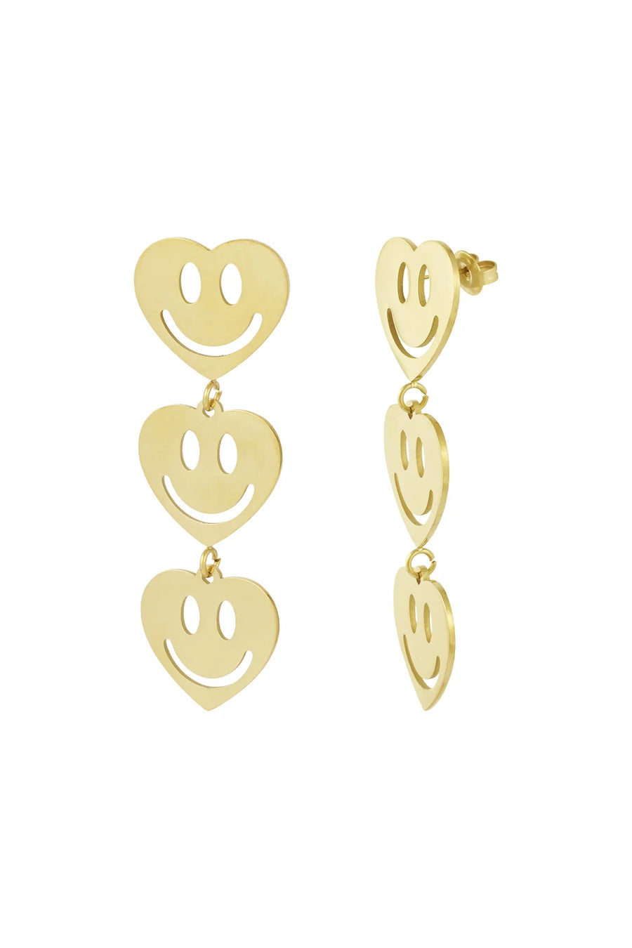 Smiley hart oorbellen dames stainless steel LoveSieraden