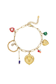 Gouden bedelarmband met hartjes en kraaltjes LoveSieraden