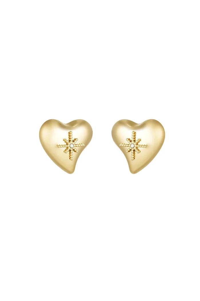 Gouden hart oorbellen dames met ster LoveSieraden