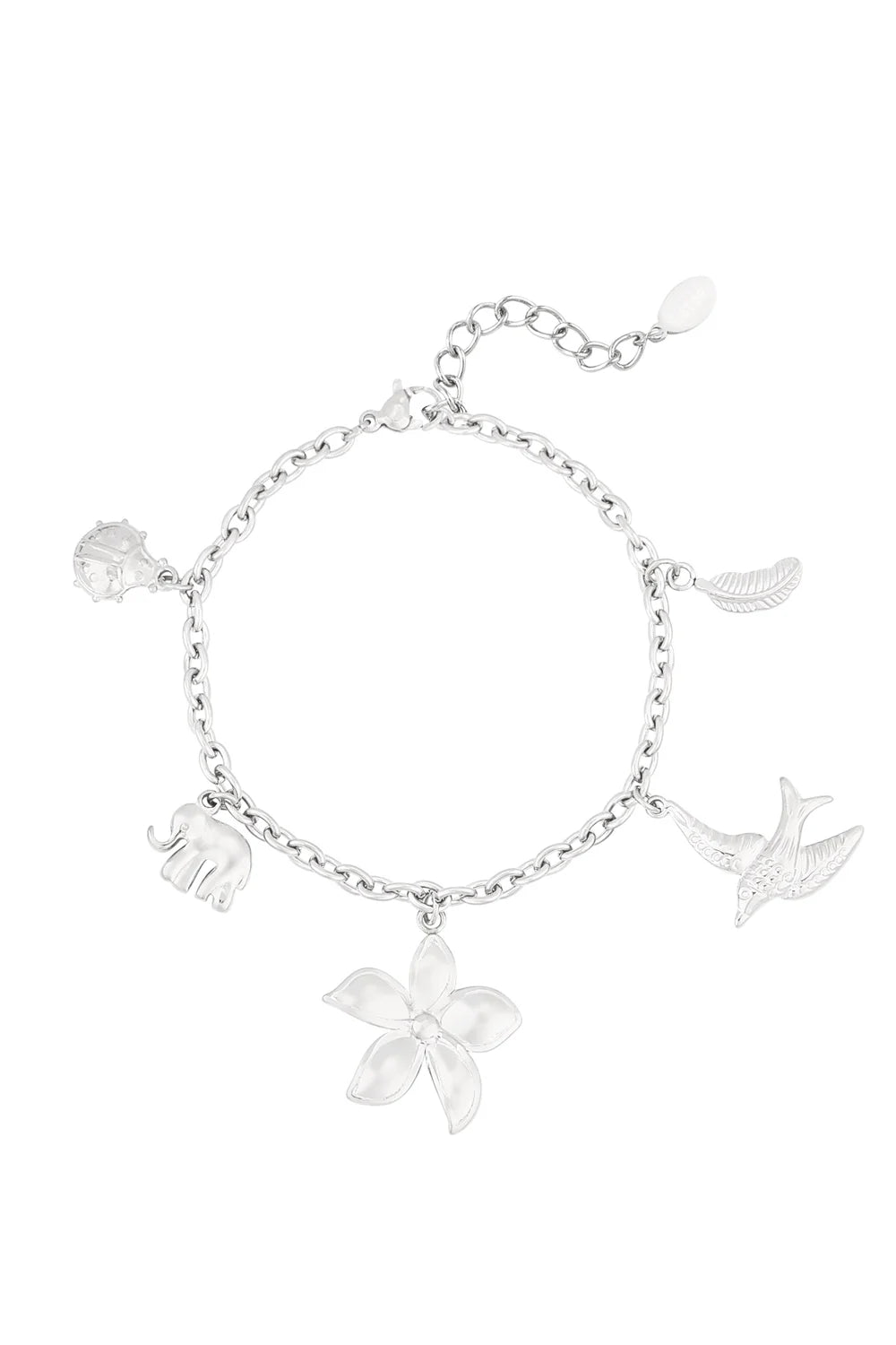 Bedelarmband met bloem en dieren stainless steel LoveSieraden