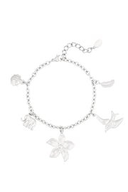 Bedelarmband met bloem en dieren stainless steel LoveSieraden