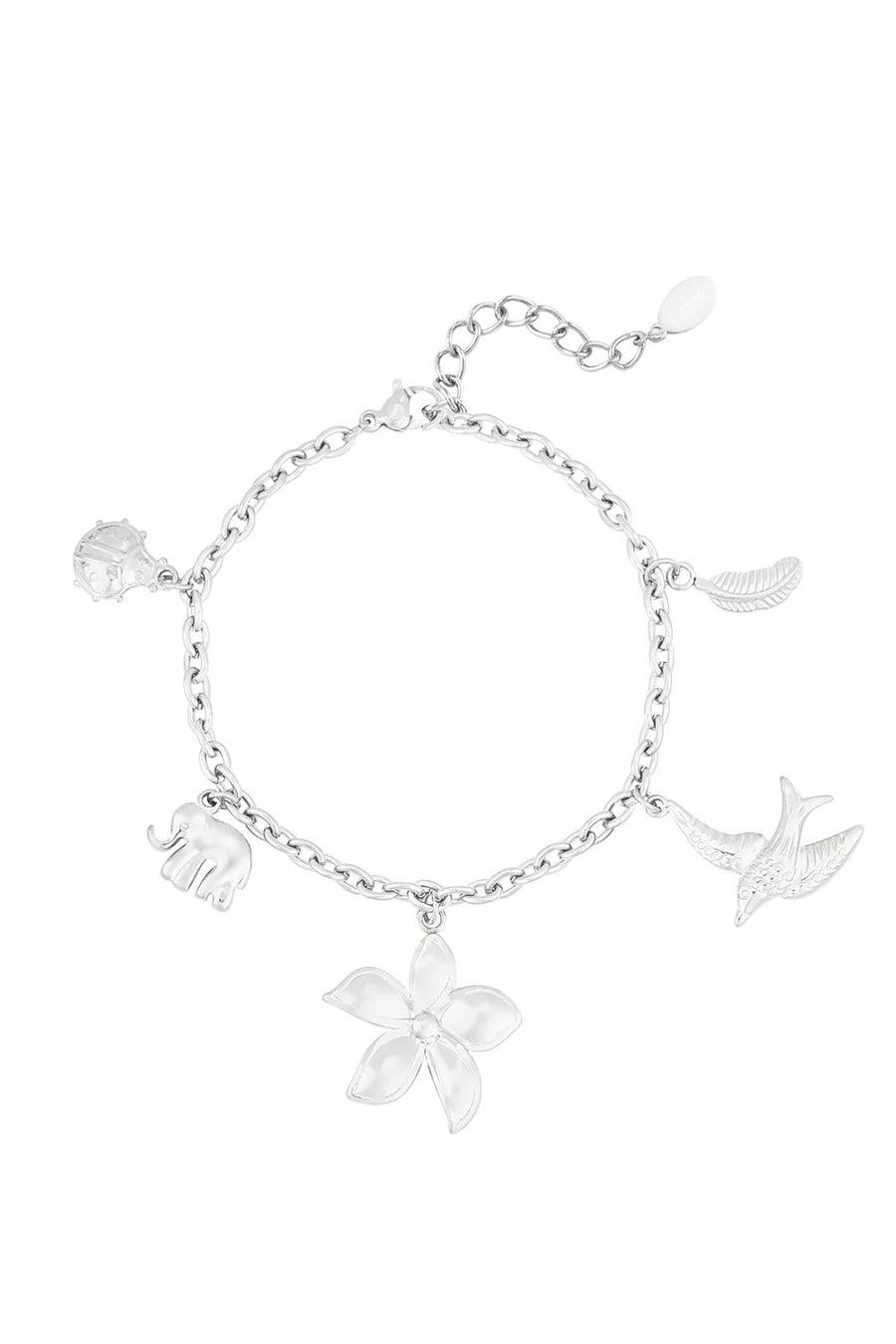 Bedelarmband met bloem en dieren stainless steel LoveSieraden