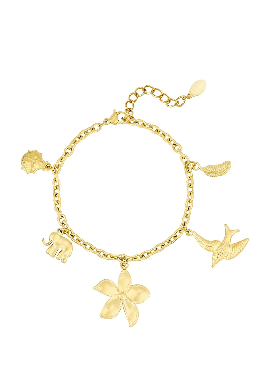 Bedelarmband met bloem en dieren stainless steel LoveSieraden