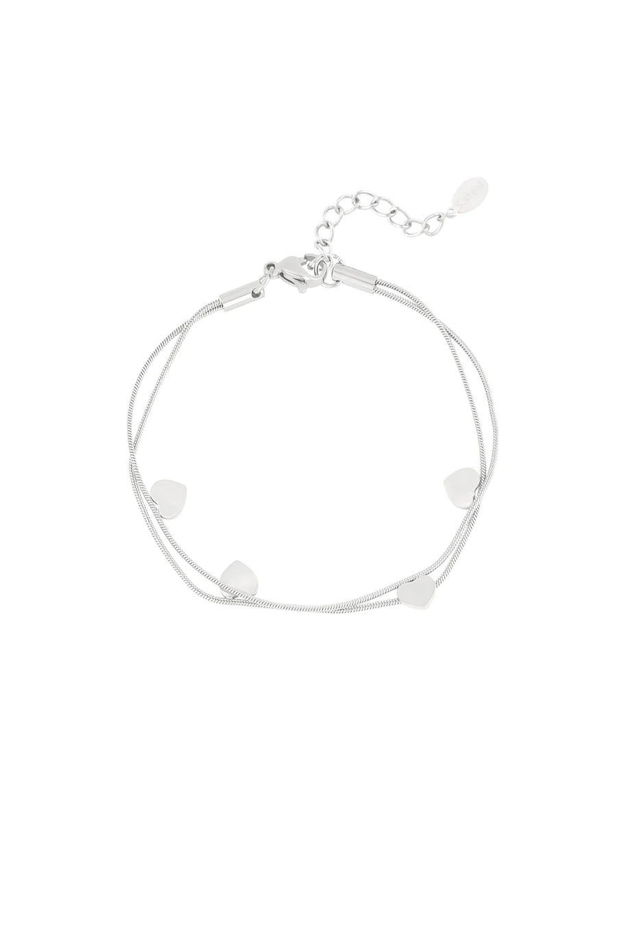 Armband zilver dubbellaags met hartjes LoveSieraden