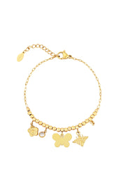Gouden bedelarmband met vlinder en bji LoveSieraden