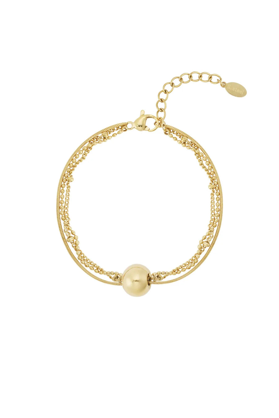 Driedubbele armband met grote kraal LoveSieraden
