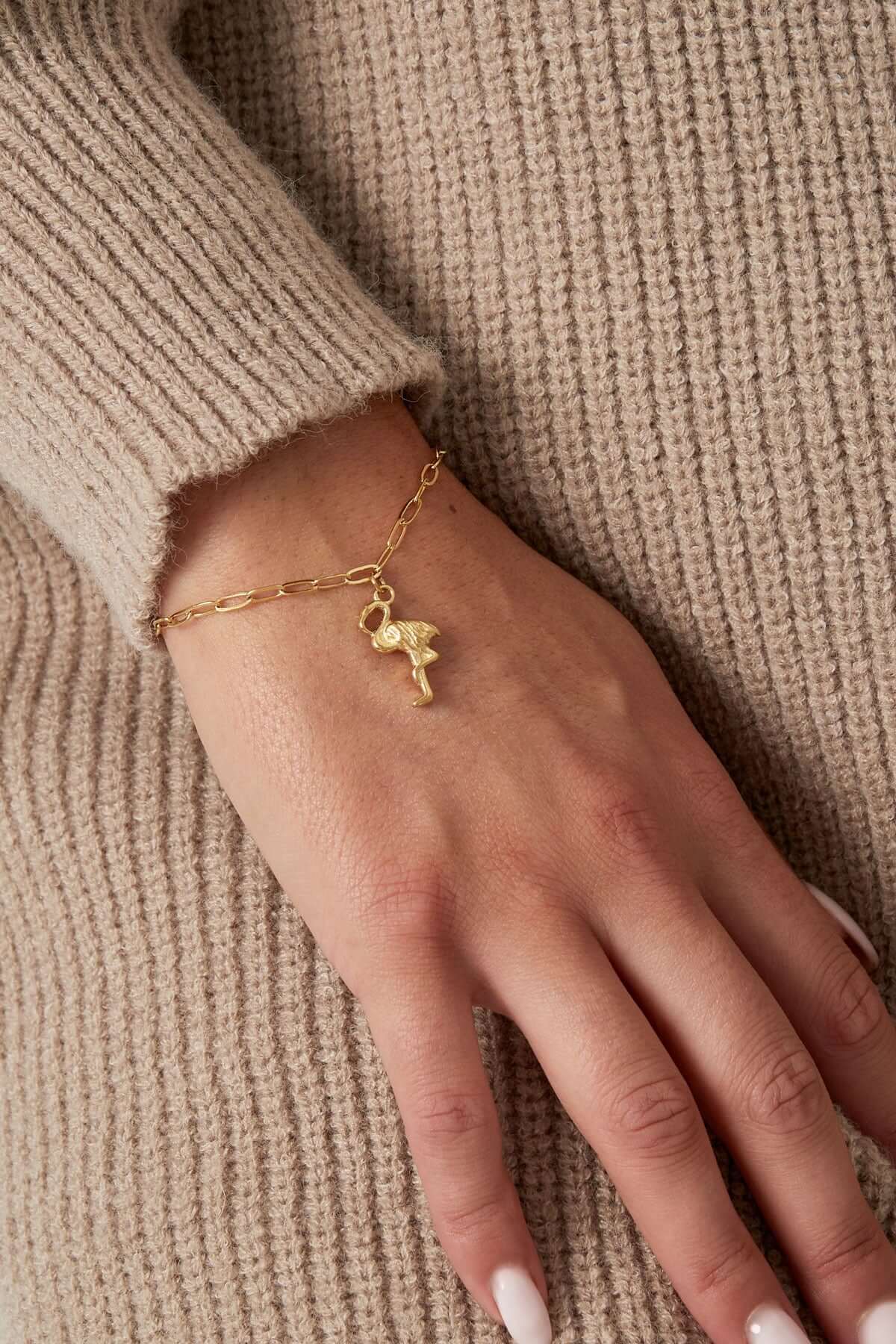 Schakelarmband bedel flamingo stainless steel LoveSieraden