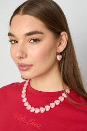 Roze hartjes oorbellen stainless steel LoveSieraden