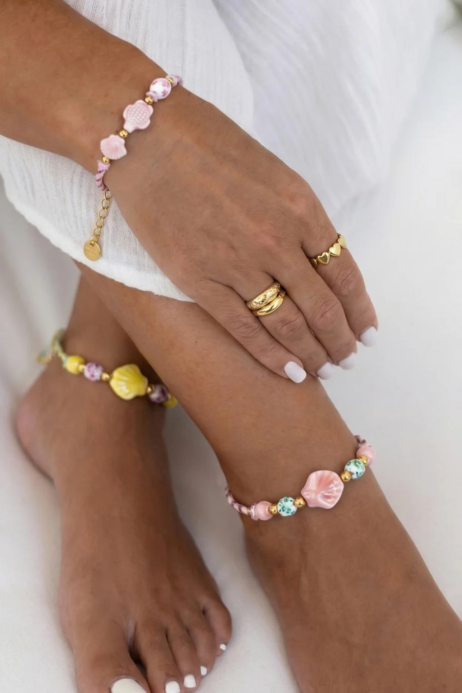 Enkelbandje vrolijk kleuren schelp LoveSieraden