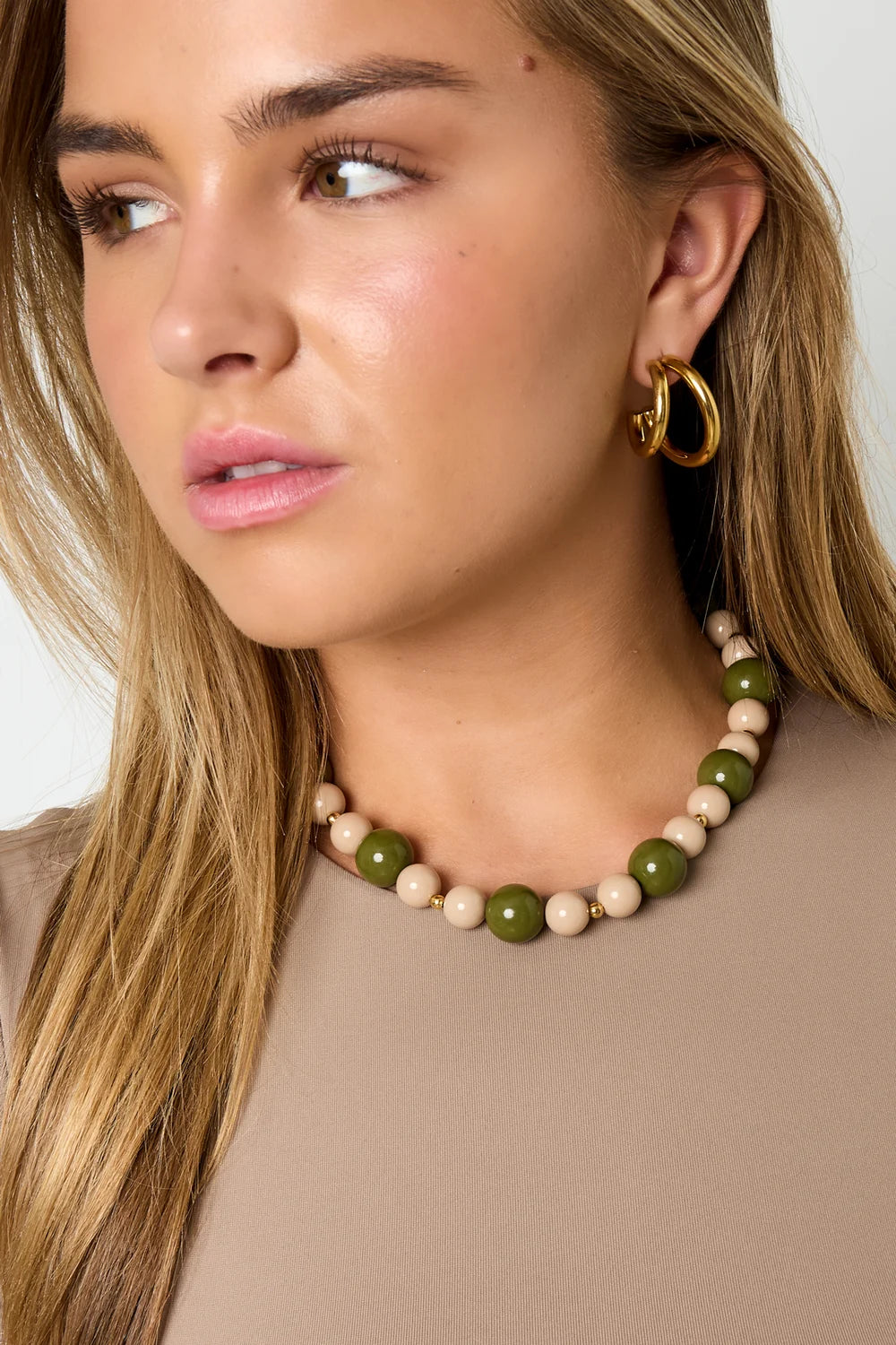 Kralenketting grote en kleine kralen groen LoveSieraden