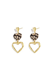 Gouden hartjes oorbel met luipaardprint LoveSieraden