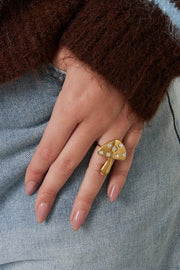 Trendy ring paddenstoel goud LoveSieraden