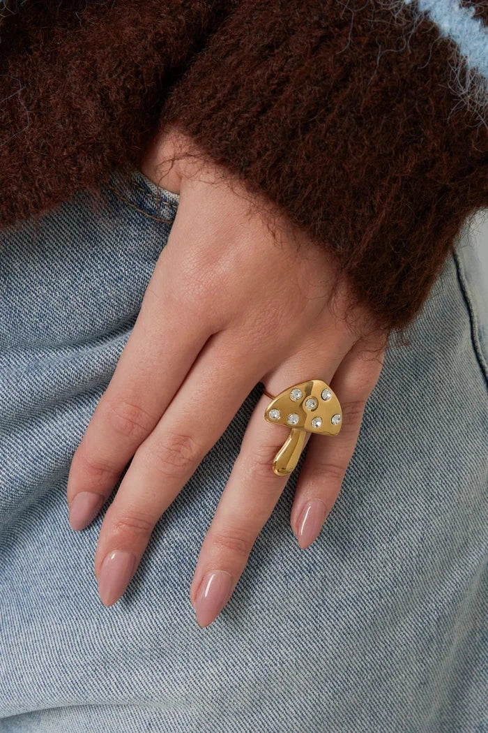 Trendy ring paddenstoel goud LoveSieraden