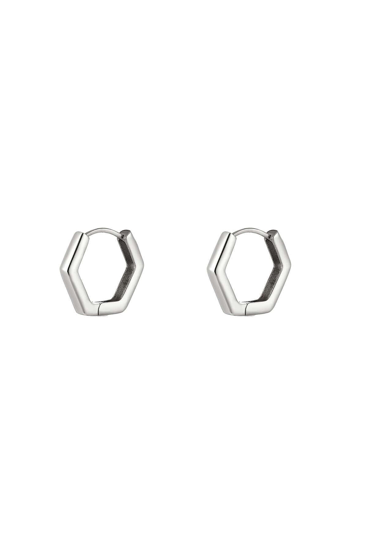Oorbellen minimalistisch hexagon zilver LoveSieraden