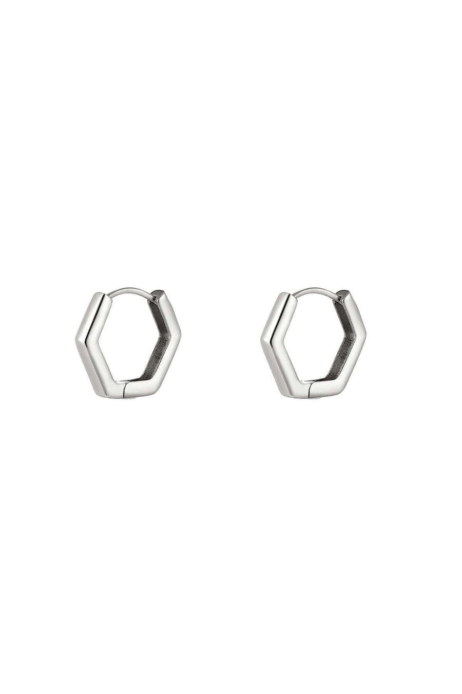 Oorbellen minimalistisch hexagon zilver LoveSieraden