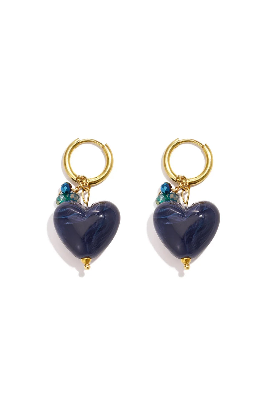 Gouden hartjes oorbellen met gekleurde kralen LoveSieraden