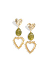 Statement oorbellen met hartjes en groene kraal LoveSieraden