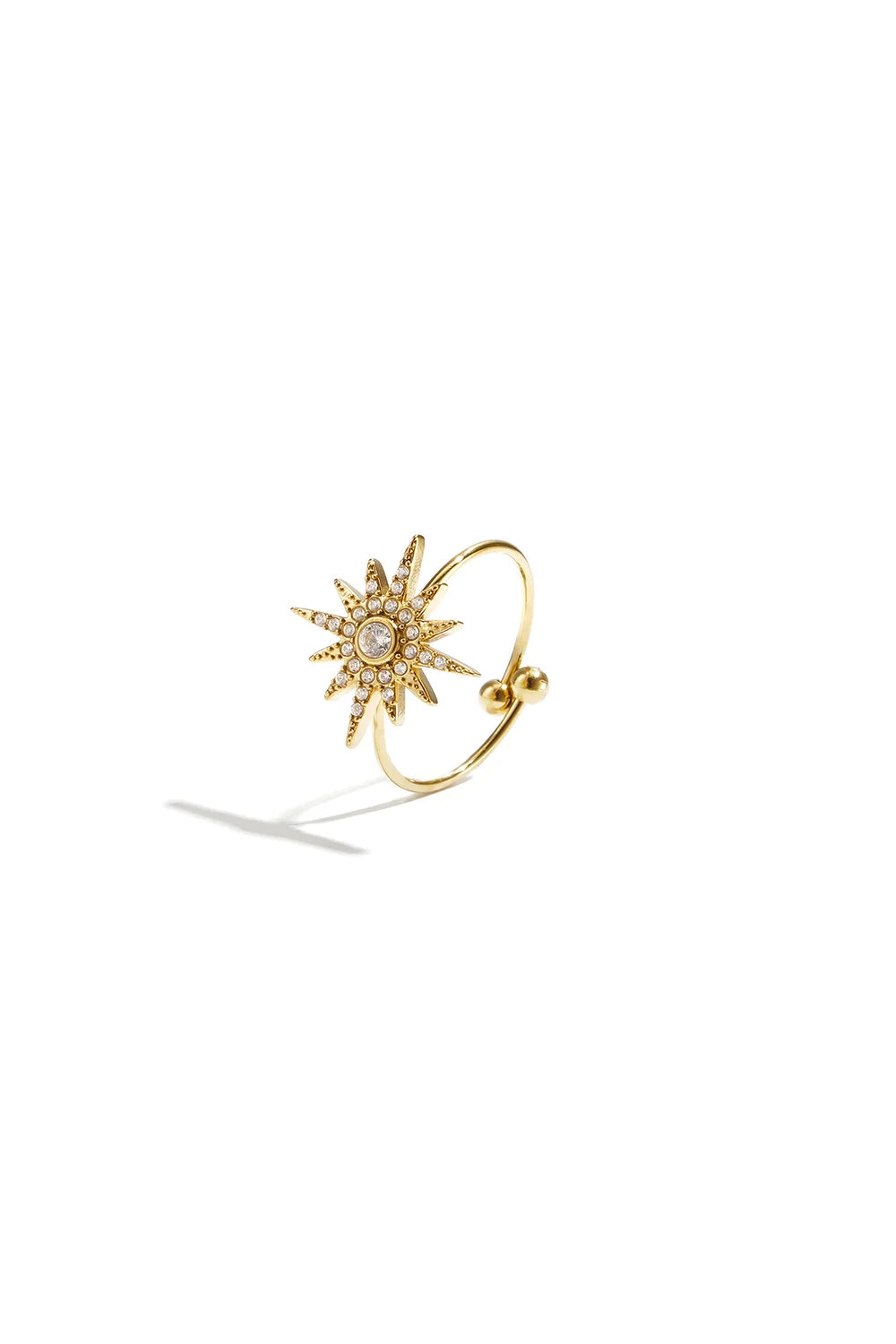 Ring ster goud met stass steentjes LoveSieraden