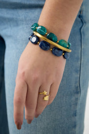 Kralenarmband dames in paars, blauw & groen