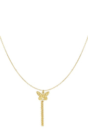 Goud ketting met vlinder bedel