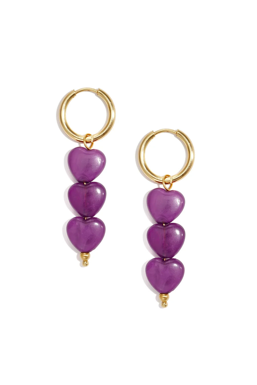 Gouden oorbellen met gekleurde hartjes LoveSieraden