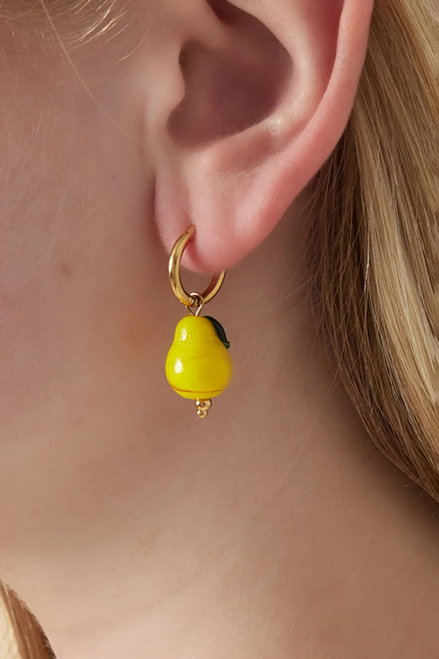 Oorbellen met hanger peer stainless steel LoveSieraden
