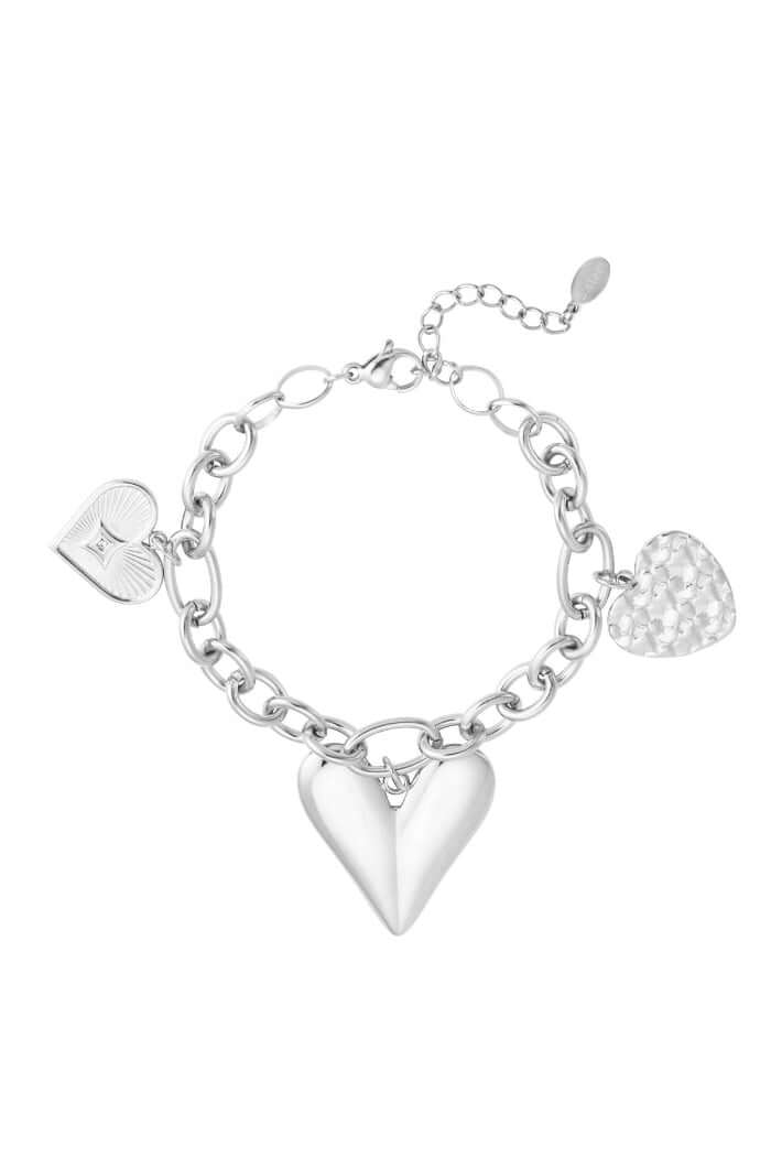 Armband dames drie harten stainless steel zilver